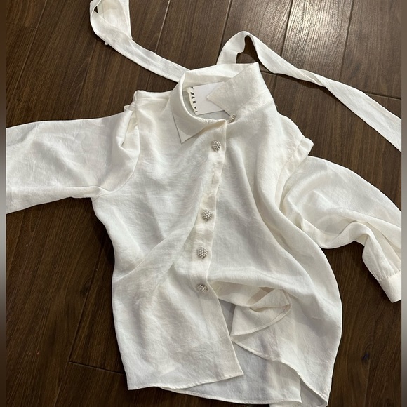 Zara seasonal collection textured dress including brooch and shirt - Picture 4 of 13